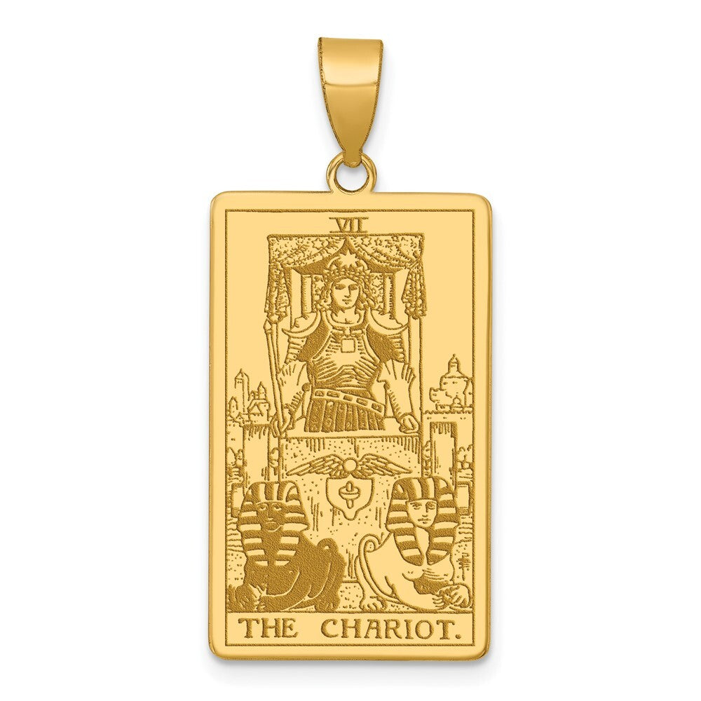 14k Yellow Gold The Chariot Tarot Card Pendant for Women