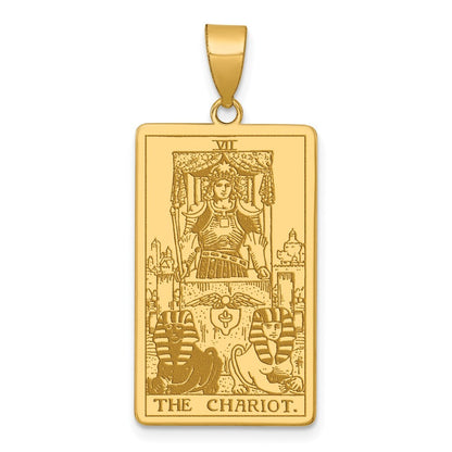 14k Yellow Gold The Chariot Tarot Card Pendant for Women