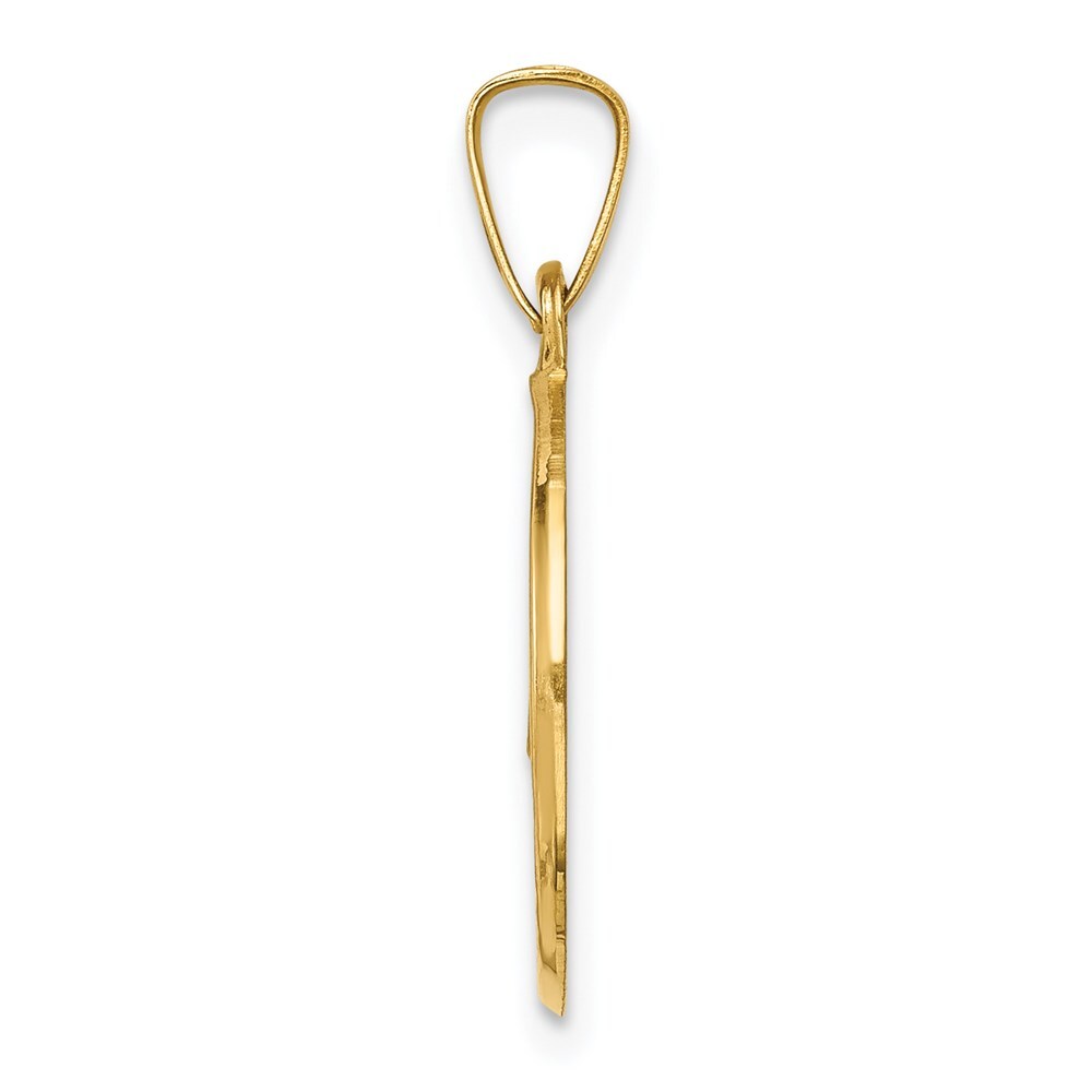 14k Yellow Gold Polished and Satin Caridad Del Cobre Medal Hollow Pendant