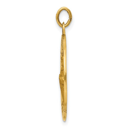 14k Yellow Gold Solid Polished Satin Medium Round St. Jude Thaddeus Medal