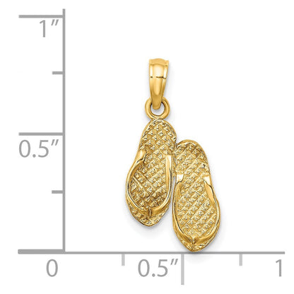 14k Yellow Gold 3D FT. MYERS Double Flip-Flop Charm Pendant for Women