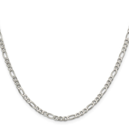 Sterling Silver 4mm Pave Flat Figaro Chain