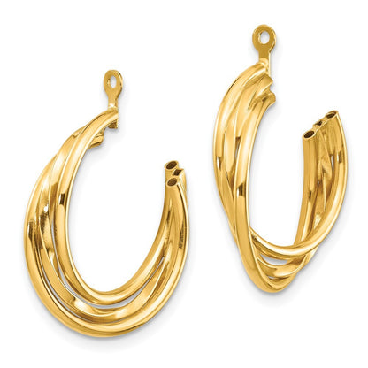 14k Yellow Gold Polished Hoop Earring Jackets Gift for Women