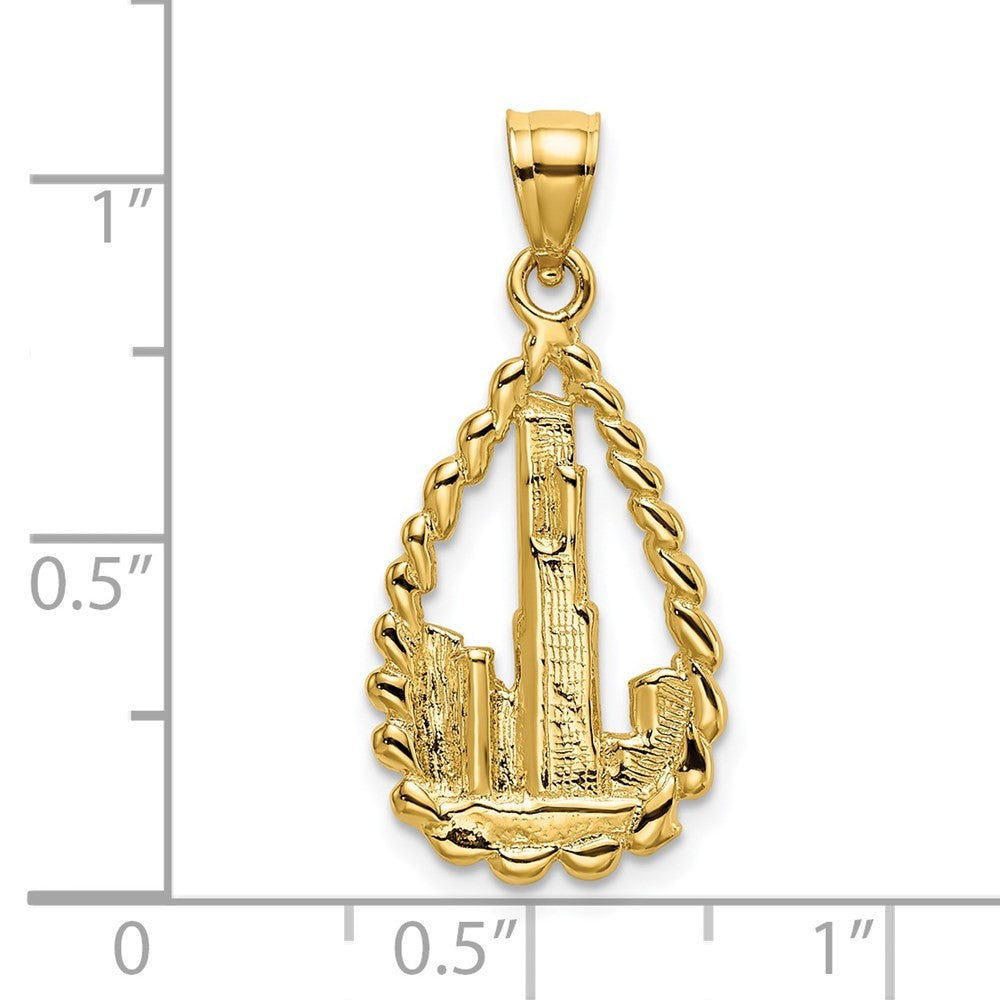 14k Yellow Gold Chicago Skyline/Willis Tower Teardrop Charm