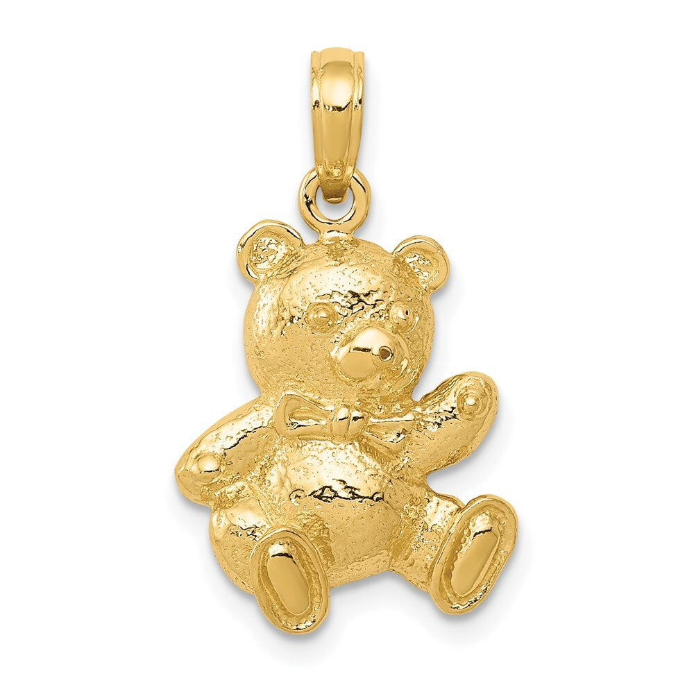 14k Yellow Gold Teddy Bear Pendant for Women