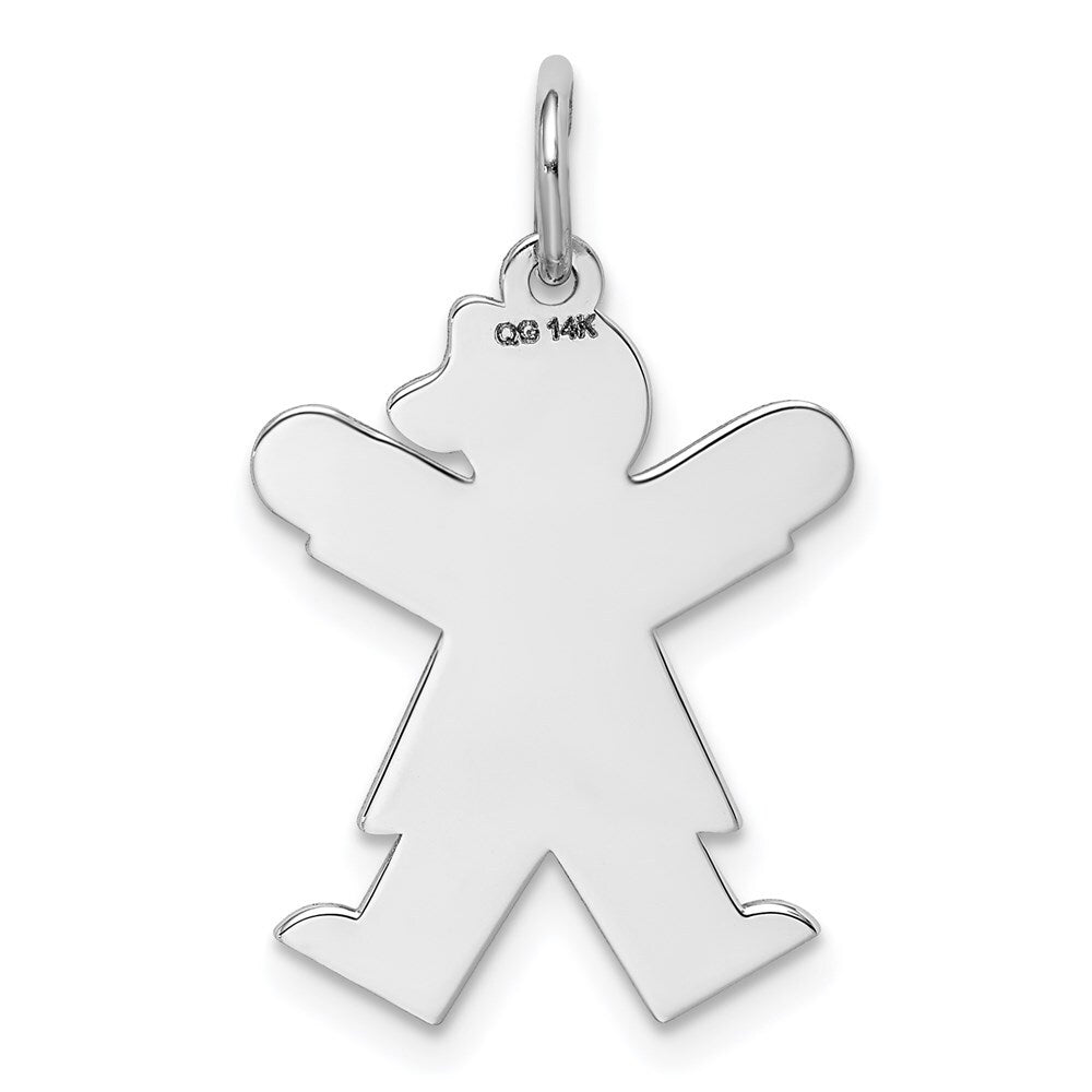 14k White Gold Kid Charm Pendant for Women