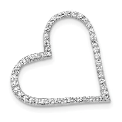 14k White Gold 1/6ct. Diamond Heart Chain Slide Pendant for Women