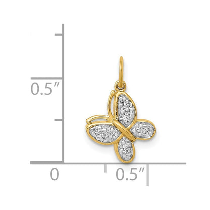 14k Yellow Gold Diamond Butterfly Charm Pendant for Women