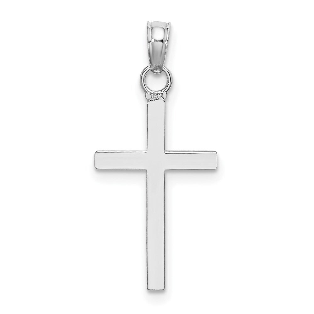 14k White Gold Polished Cross Pendant for Women