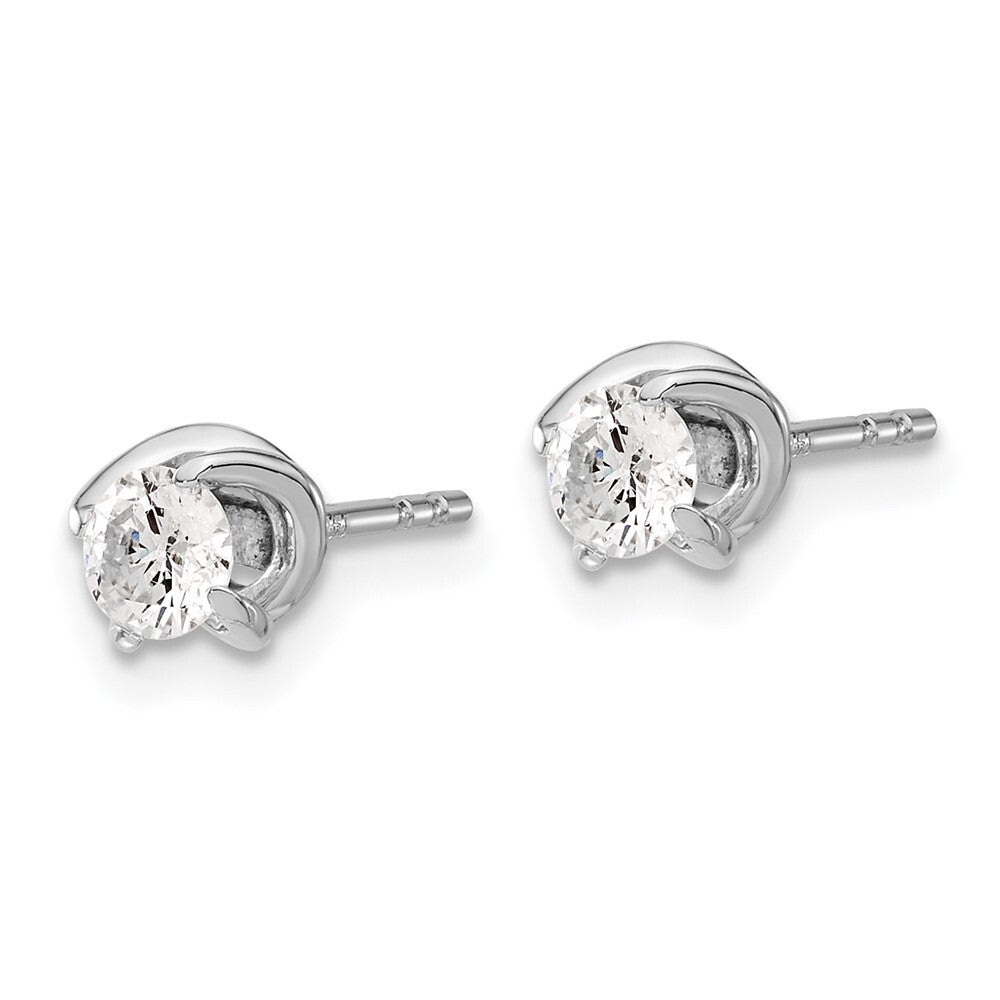 14k White Gold Fancy Twist Diamond Stud Earrings