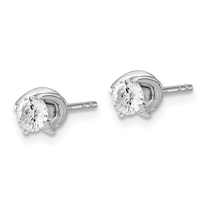 14k White Gold Fancy Twist Diamond Stud Earrings