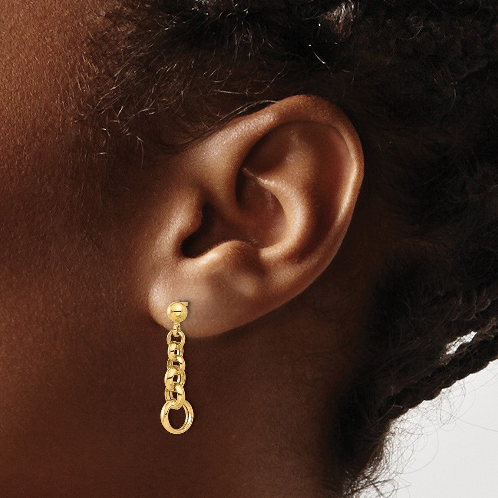 14k Yellow Gold Polished Circle Link Earrings