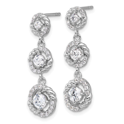 Sterling Silver Rhodium-plated Cubic Zirconia Dangle Post Earrings
