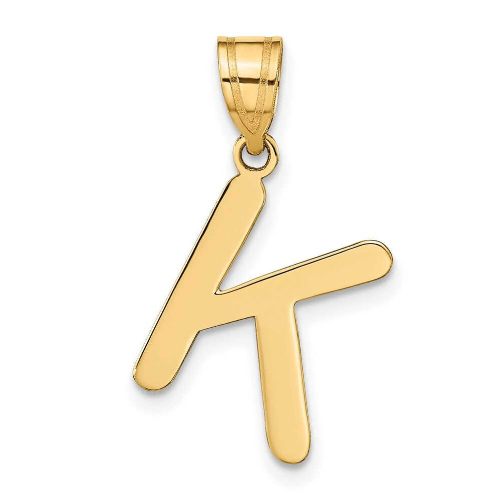 14k Yellow Gold Polished Bubble Letter K Initial Pendant for Women
