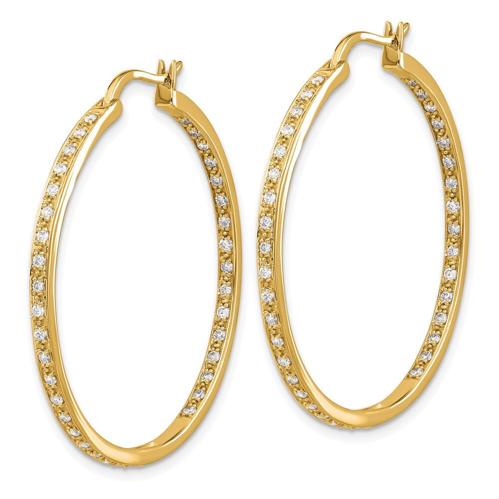 14k Yellow Gold Diamond In/Out Hoop Earrings