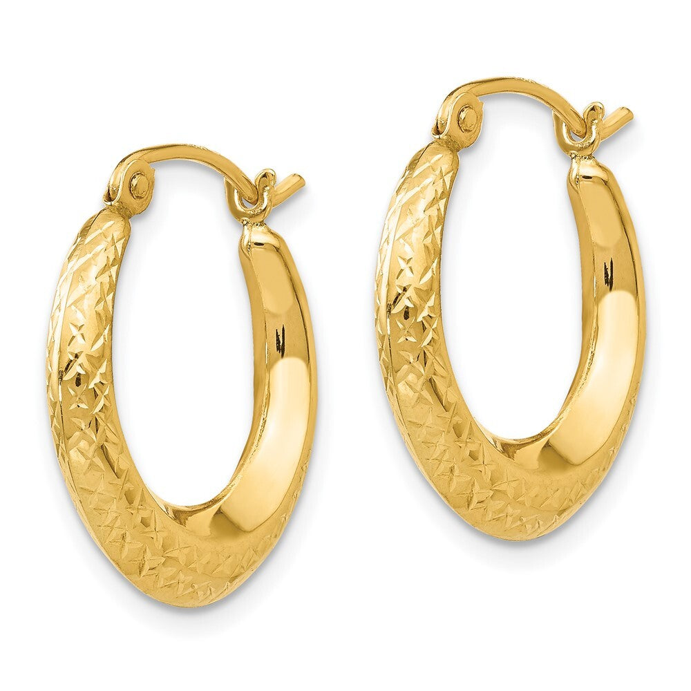 14k Yellow Gold Textured Hollow Hoop Earrings Gift for Women