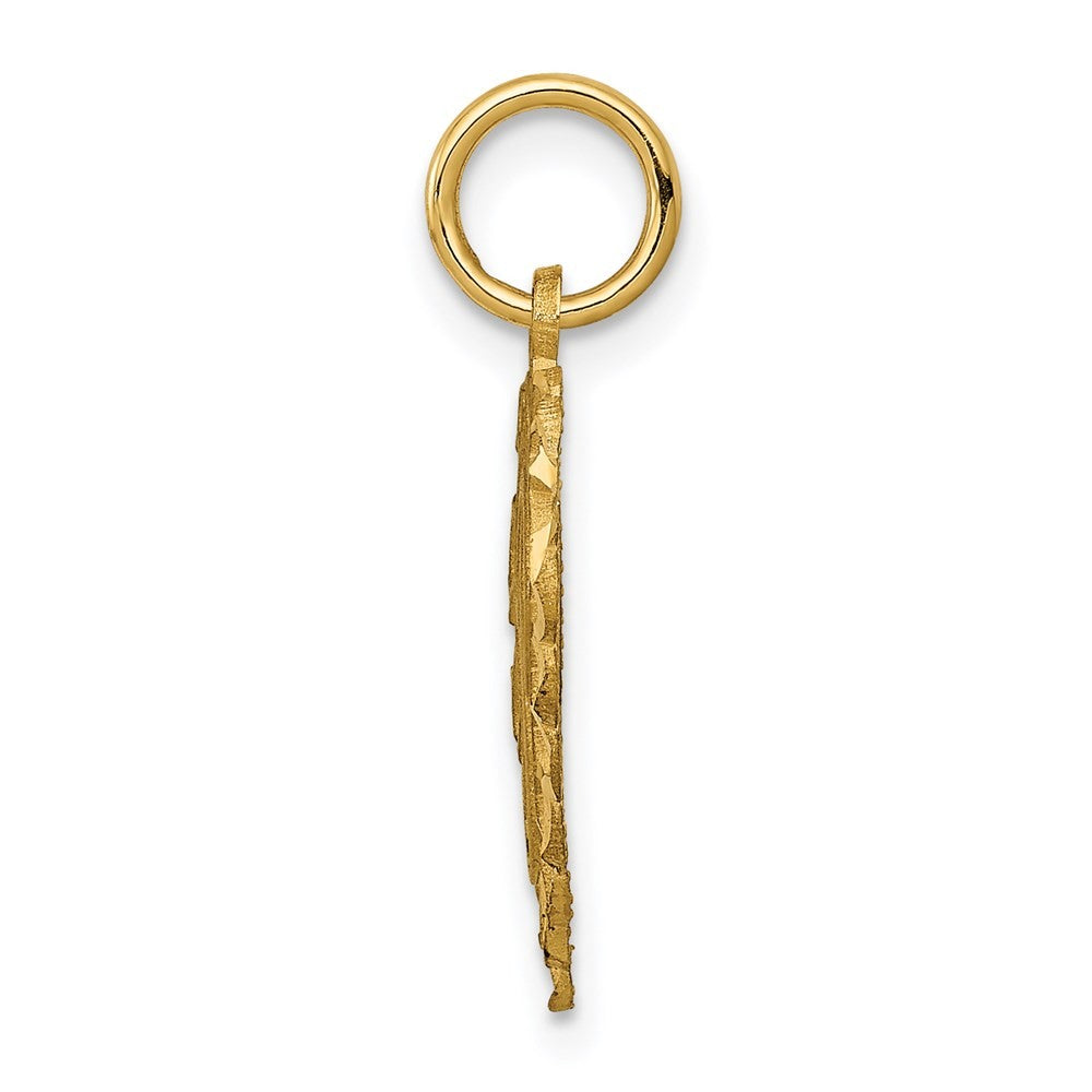 14k Yellow Gold Heart Letter E Charm