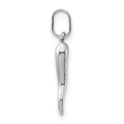 14k White Gold 3D Italian Horn Charm Pendant for Women