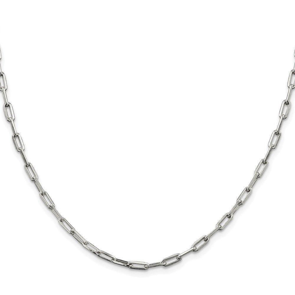 Sterling Silver Rhodium-plated 3.25mm Elongated Open Link Chain Necklace