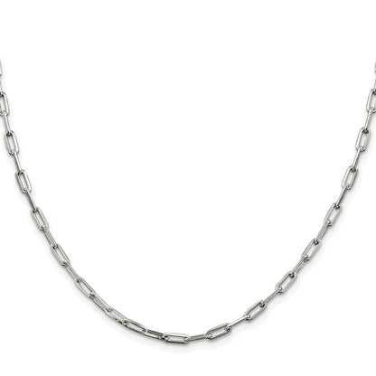 Sterling Silver Rhodium-plated 3.25mm Elongated Open Link Chain Necklace