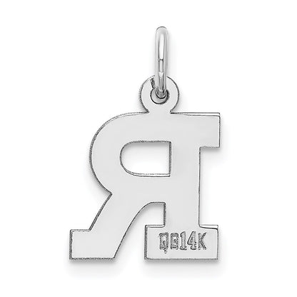 14k White Gold Small Block Letter R Initial Charm Pendant for Women