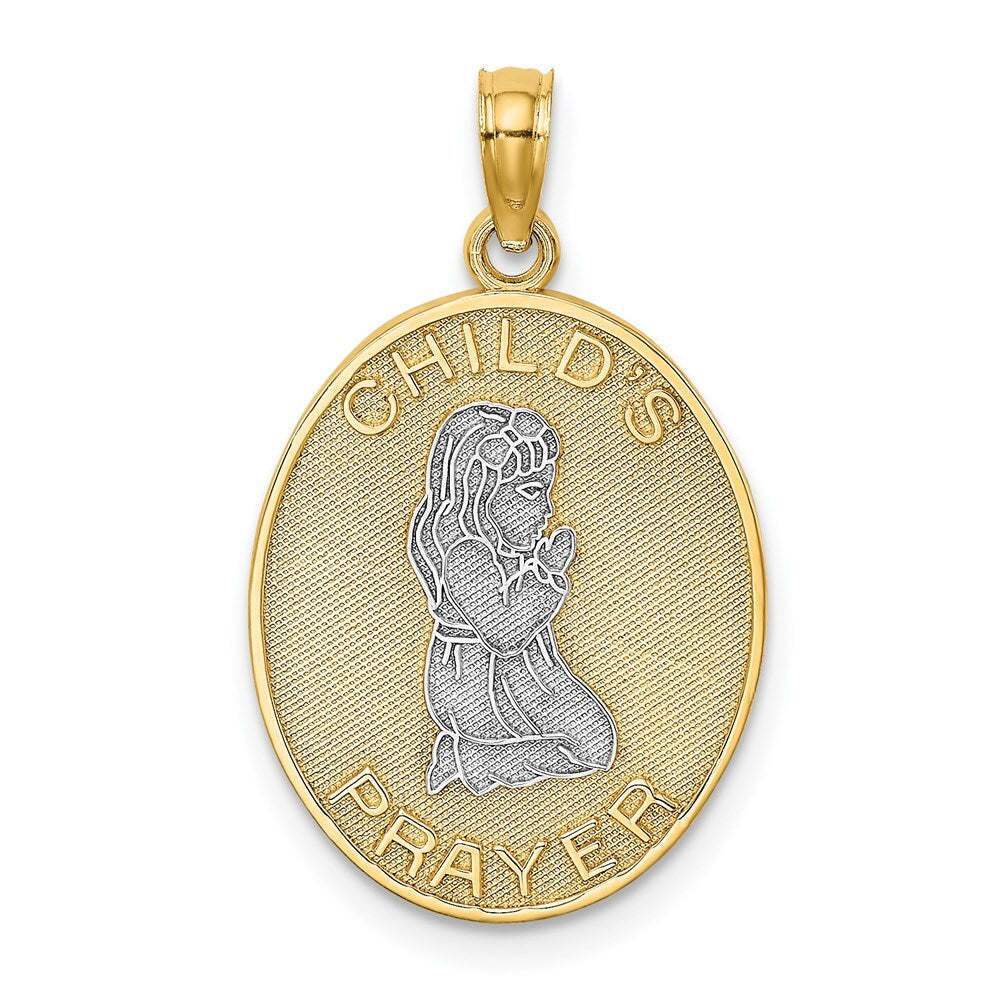 14k Yellow Gold Rhodium Reversible CHILDS PRAYER Girl Charm