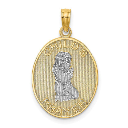 14k Yellow Gold Rhodium Reversible CHILDS PRAYER Girl Charm