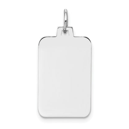 14k White Gold Plain .013 Gauge Rectangular Engravable Charm