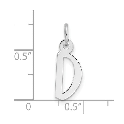 14k White Gold Slanted Block Letter D Initial Charm Pendant for Women