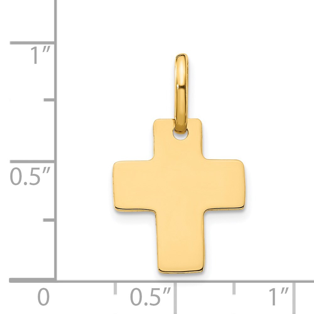 14k Yellow Gold Polished Cross Charm Pendant for Women