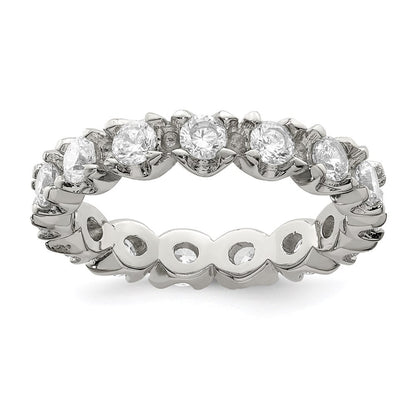Sterling Silver Rhodium-plated Cubic Zirconia Eternity Ring Size 6
