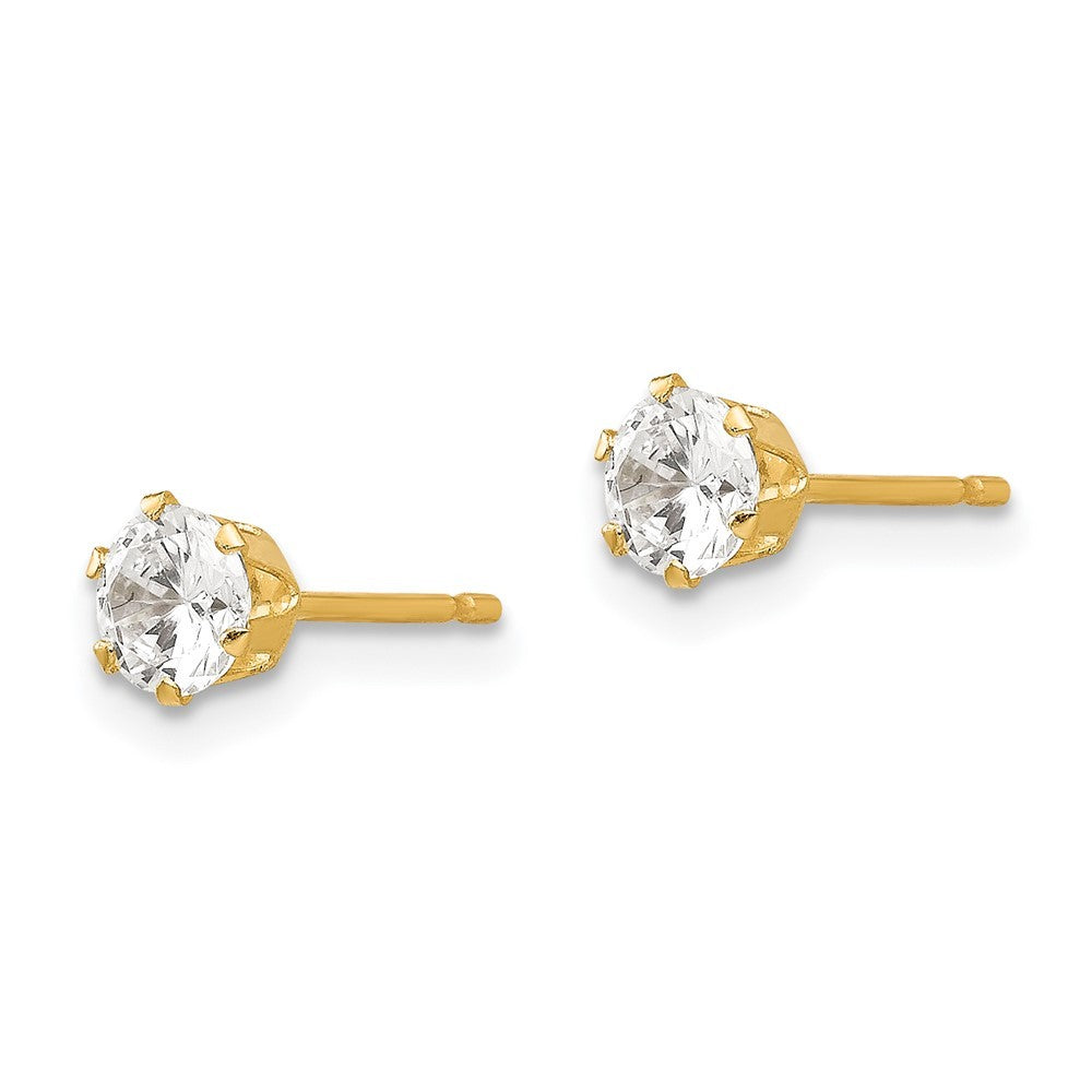 14k Yellow Gold CZ Stud Earrings