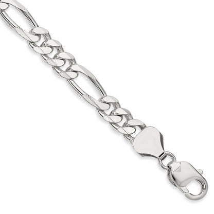 Sterling Silver 8mm Figaro Chain Bracelet