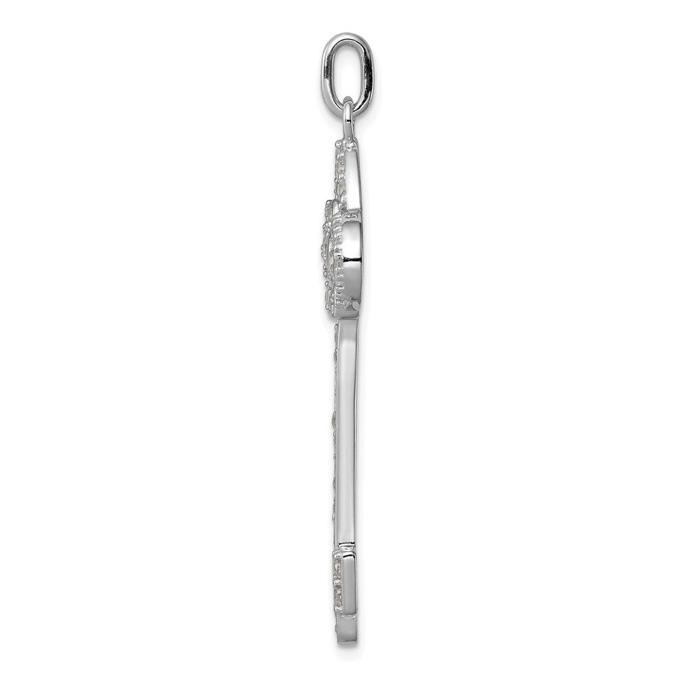 Sterling Silver Rhodium-plated and Cubic Zirconia Key Pendant