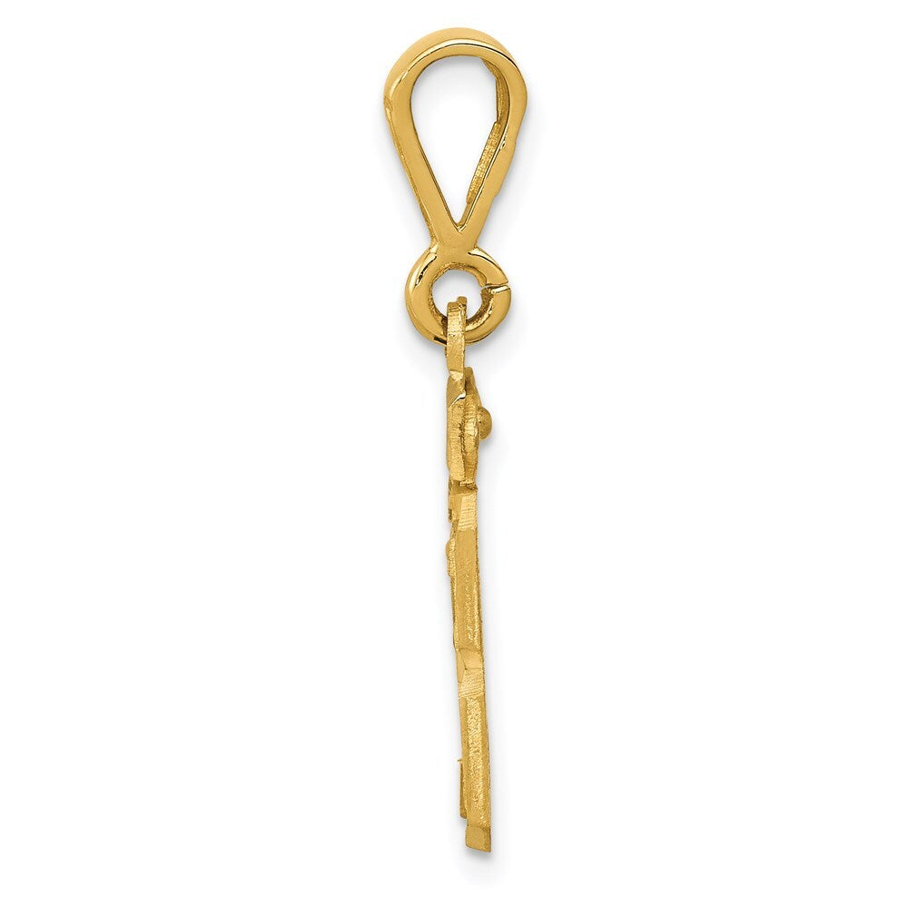14k Yellow Gold Small Brushed Diamond-cut Number 23 Charm Pendant for Women