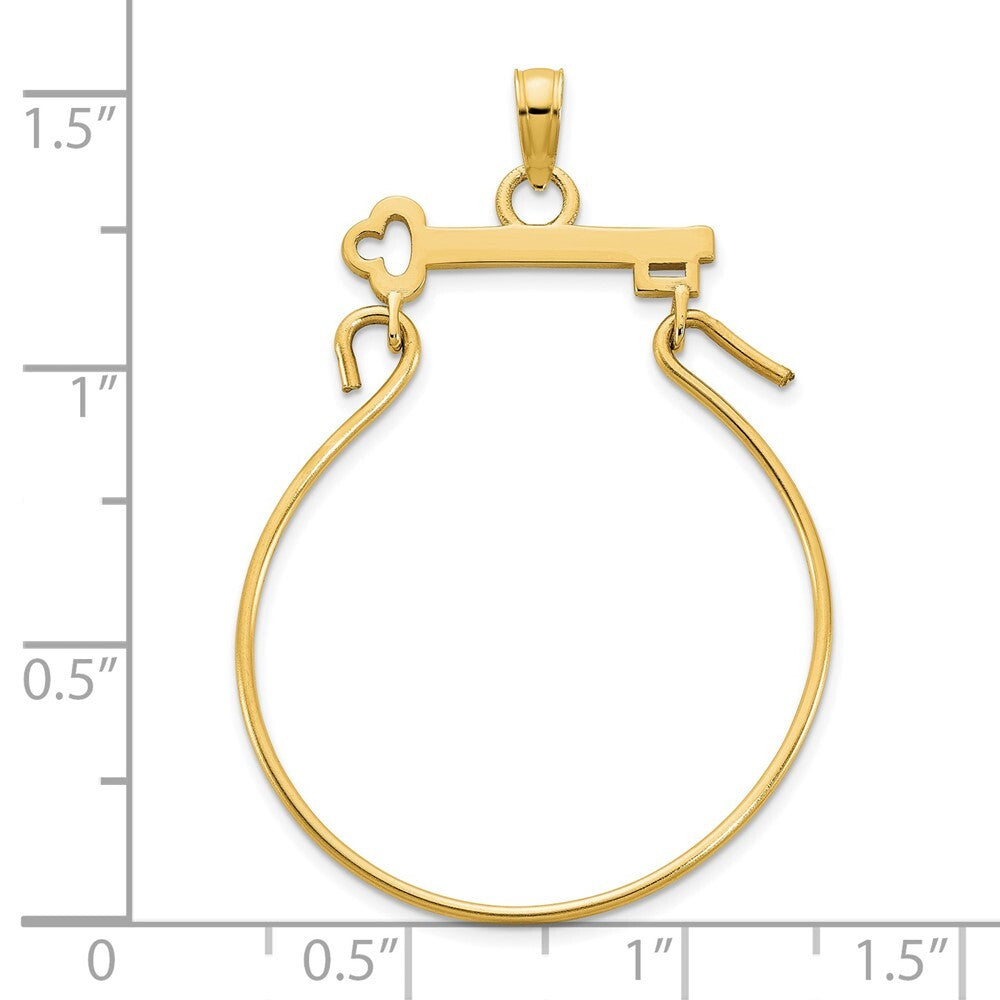14k Yellow Gold Key Charm Pendant Holder Pendant for Women