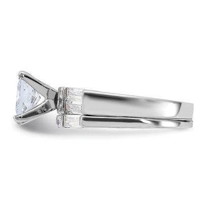 Sterling Silver Cubic Zirconia Engagement Ring Wedding BTwo Piece Set Size 8