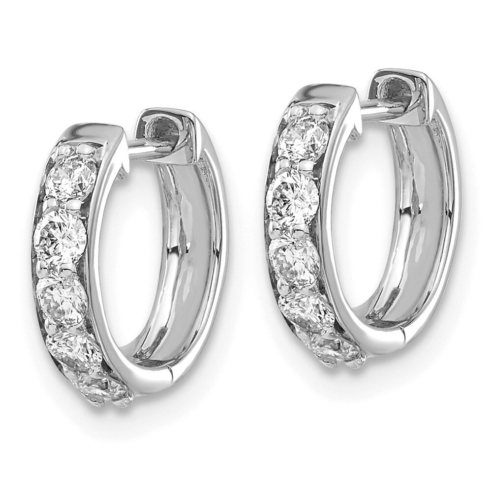 14k White Gold Diamond Hinged Hoop Earrings