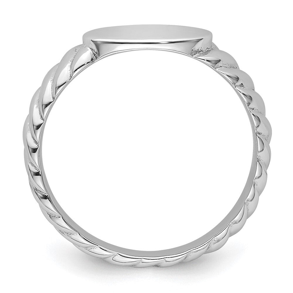 Sterling Silver Rhodium-plated Polished Twist Signet Ring Size 7