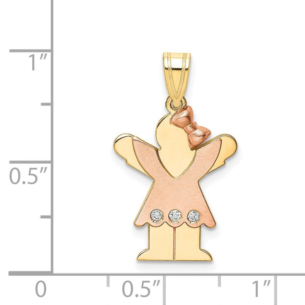 14k Two-Tone Gold AA Diamond Kid Pendant