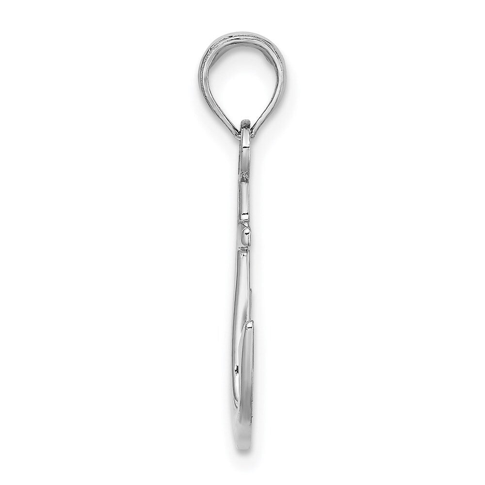 14k White Gold 2-D Polished Anchor Charm Pendant for Women