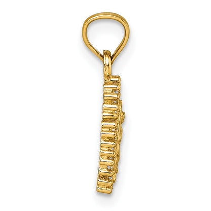 14k Yellow Gold Polished CZ Our Lady of Guadalupe Charm Pendant