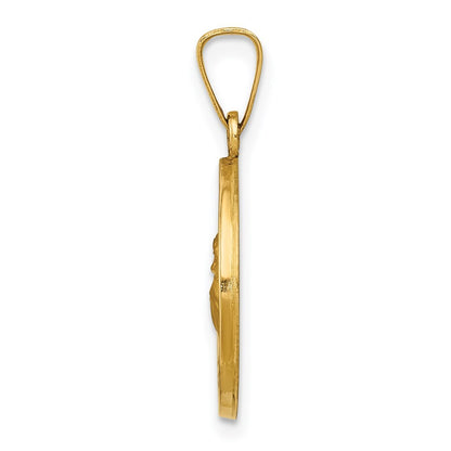14k Yellow Gold Polished and Satin St. Anthony Medal Hollow Pendant for Women