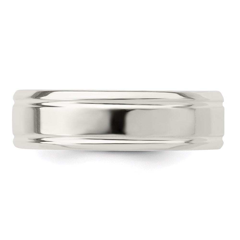Sterling Silver 6mm Polished Flat Grooved Fancy Band Size 11