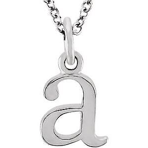 14k White Gold Lowercase Initial a 16" Necklace Gift for Women