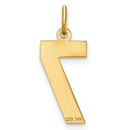 14k Yellow Gold Medium Diamond-cut Number 7 Charm