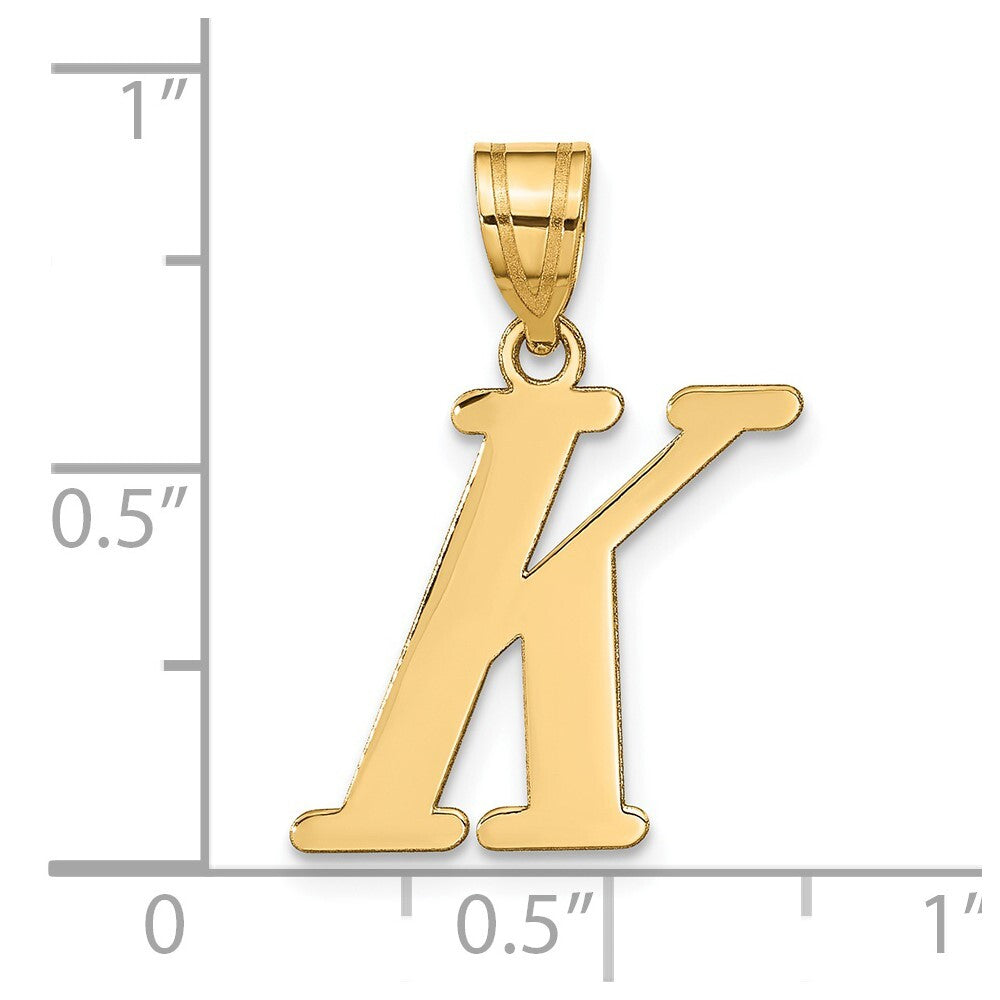 14k Yellow Gold Polished Letter K Initial Pendant for Women