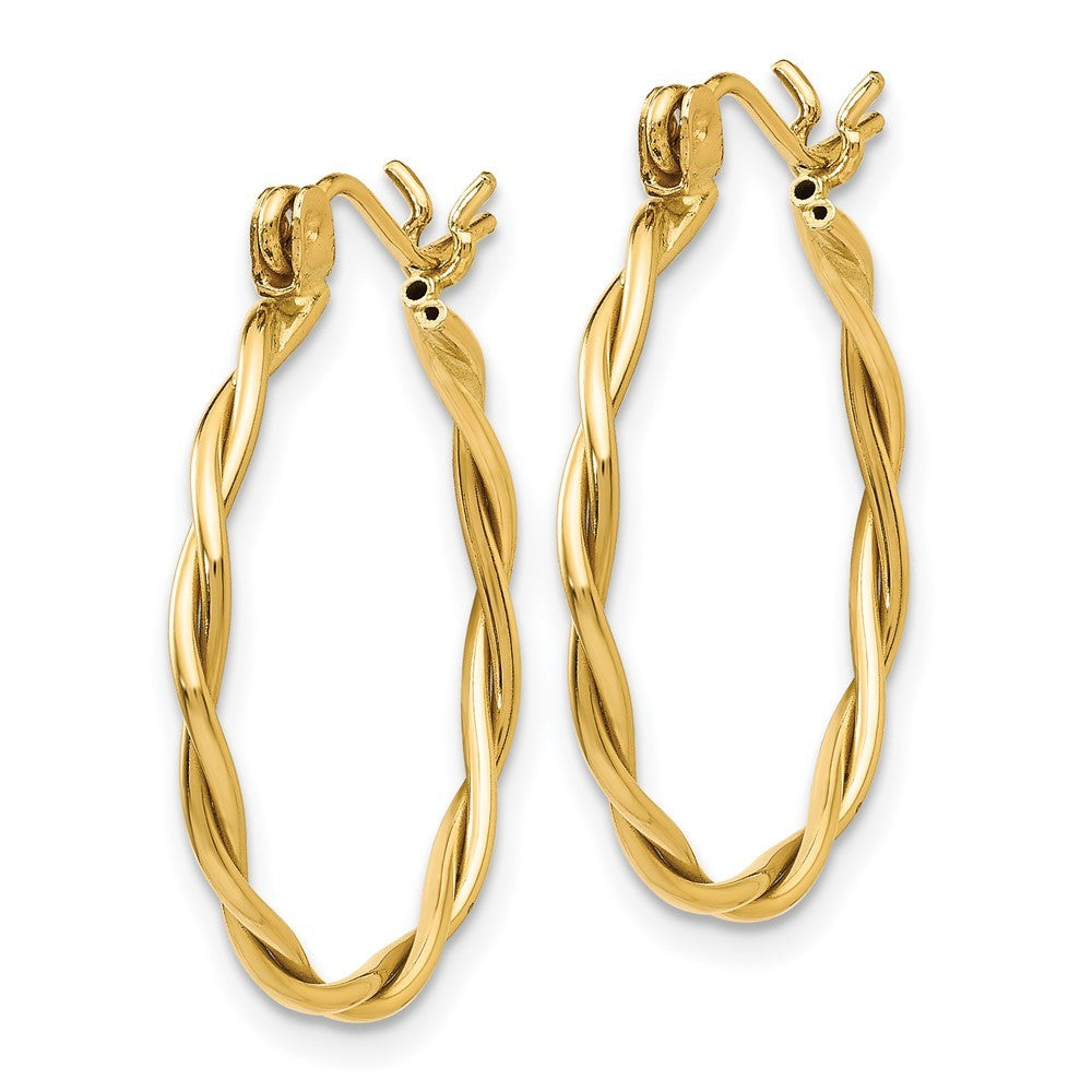 14k Yellow Gold Polished Twisted Circle Hoop Earrings