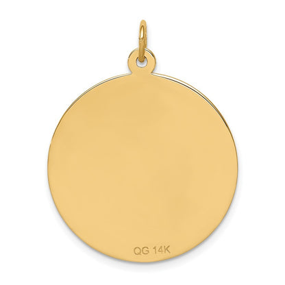 14k Yellow Gold 25mm Round Non-enameled Medical Jewelry Pendant