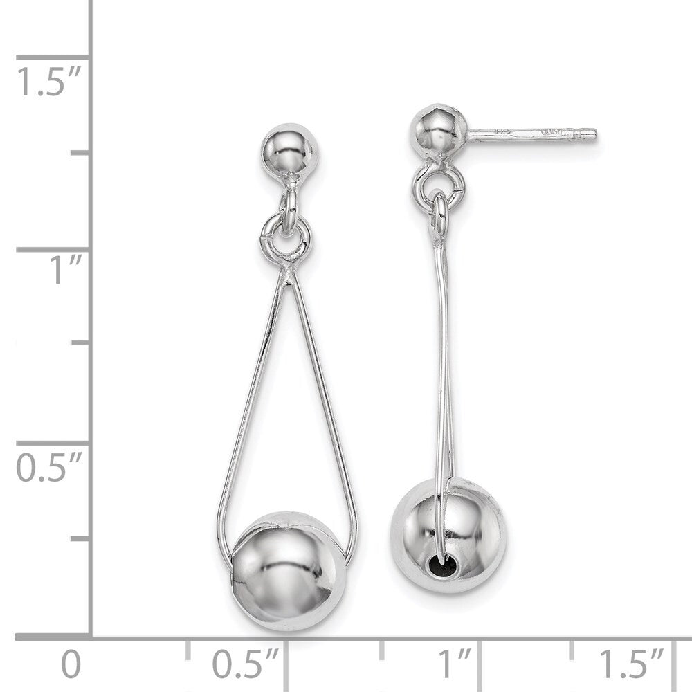 Sterling Silver Rhodium-plated Post Dangle Earrings